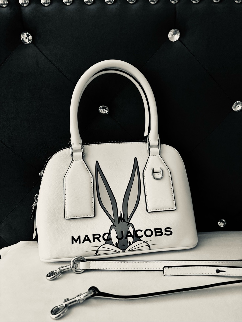 Marc Jacobs White Dome Satchel with Playful Graphic